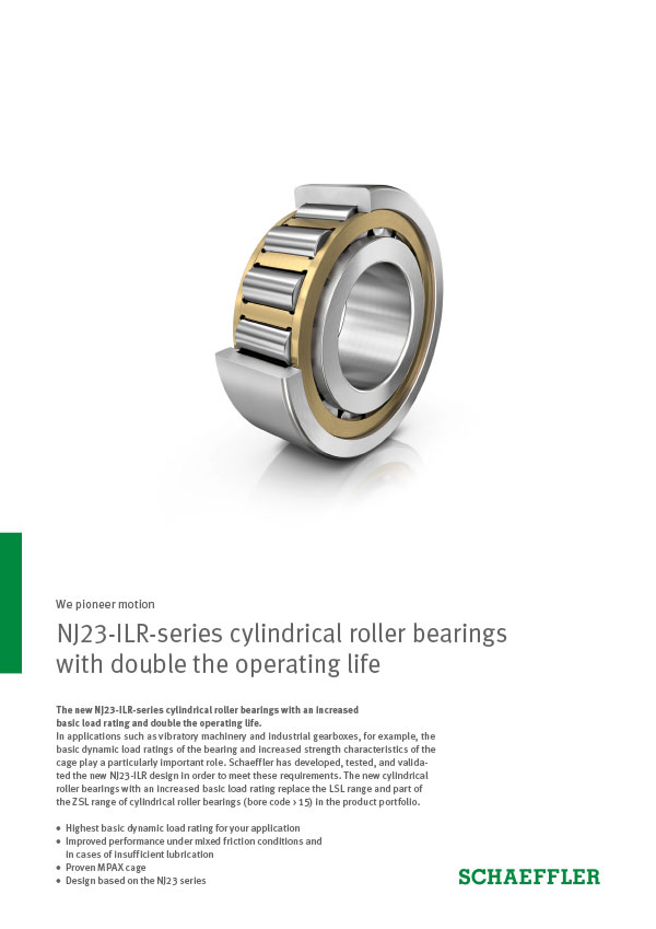 NJ23ILRseries cylindrical roller bearings with double the operating